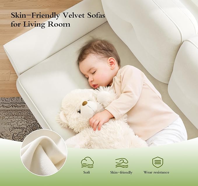 Small Sofa Couch, Soft Velvet Love Seat Couches, Small Couch - Image 5