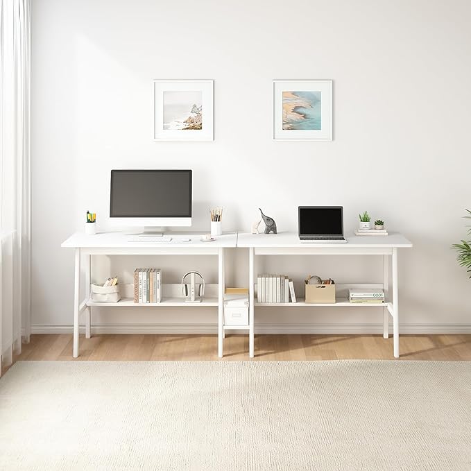 2-Person Writing Desk with Bookshelf - Image 8