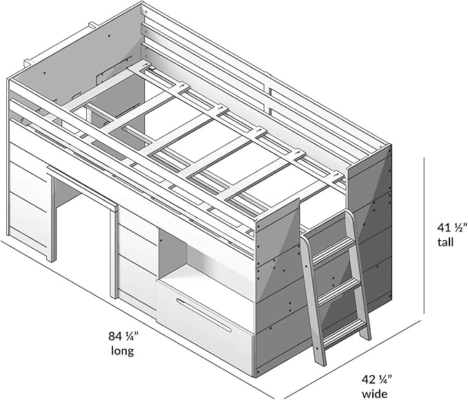 Max & Lily Loft Bed Twin Size, Solid Wood Low Loft Bed - Image 2