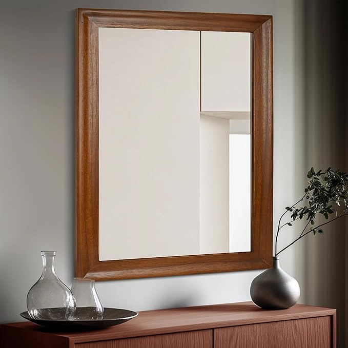 CULER Rustic Wood Wall Mirror for Bathroom, Rectangle Large 30 x 40 inch - Image 2