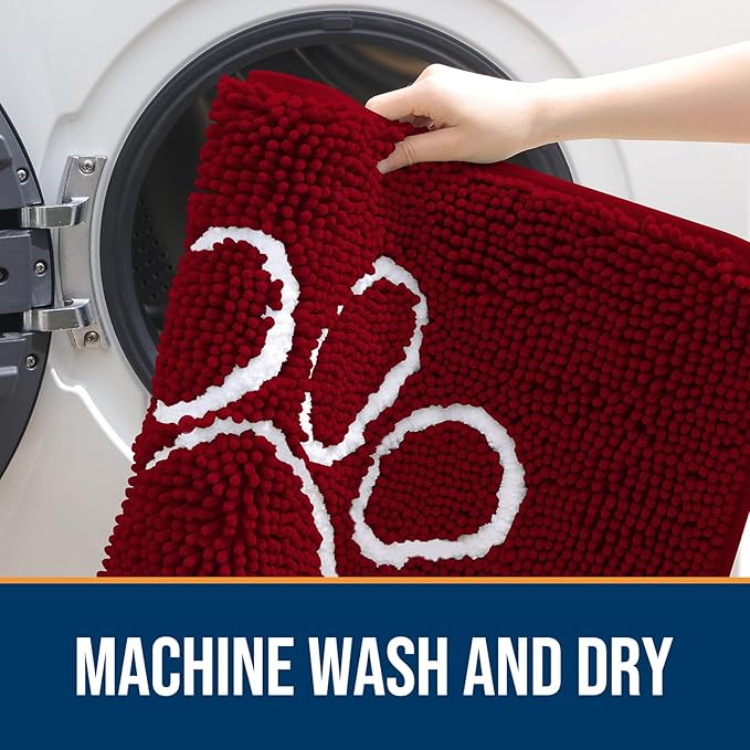 OLANLY Door Mat for Muddy Dog Paws 48x30, Ultra Absorbent Chenille Mud Doormat - Image 5