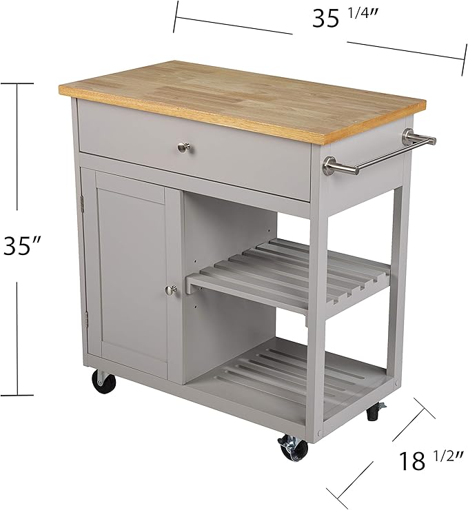 SEI Furniture Rolling w/Storage Kitchen Island - Image 3