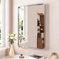 Brushed Nickel Bathroom Mirror 28x36 Inch, Brushed Silver Metal Frame Mirror by JISOSO