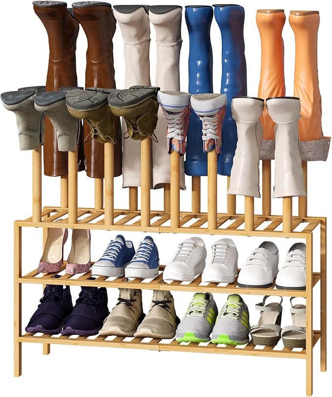 Boot Rack with Shoe Rack, Long Boot Rack Organizer Tall Boots by VIEWCARE