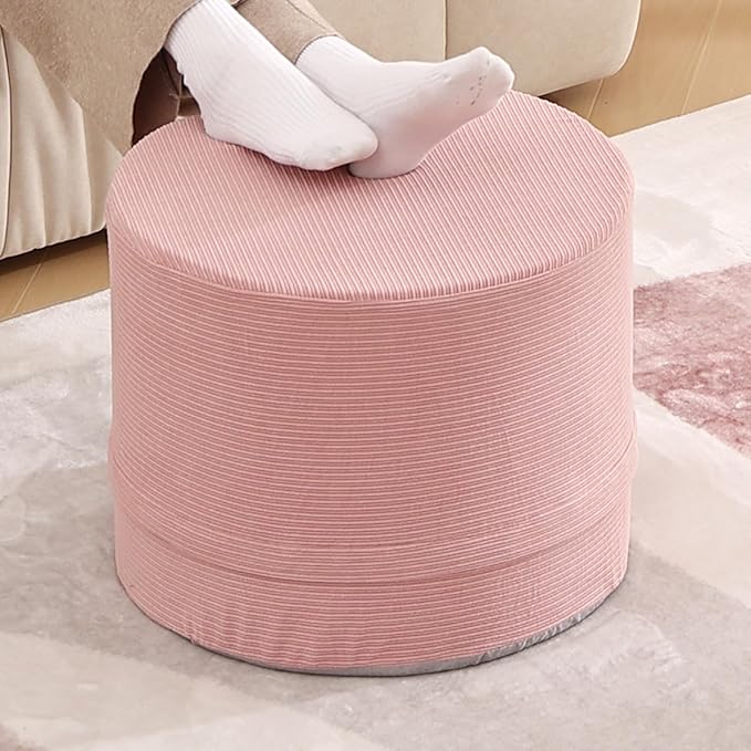LITA Round Stuffed Pouf Ottoman, Corduroy Poufs by LITA