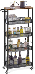 MOOACE Slim Storage Cart, 5 Tier Kitchen Rolling Carts by MOOACE