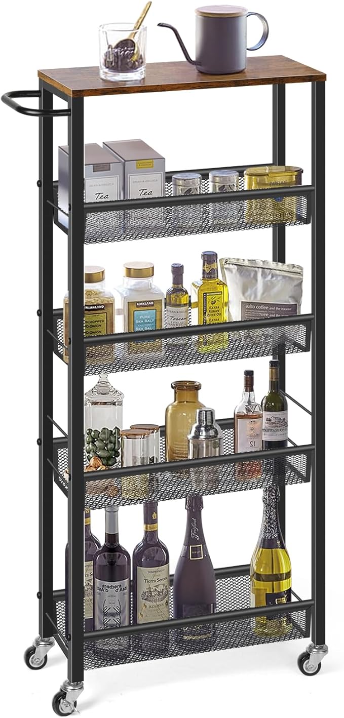 MOOACE Slim Storage Cart, 5 Tier Kitchen Rolling Carts by MOOACE