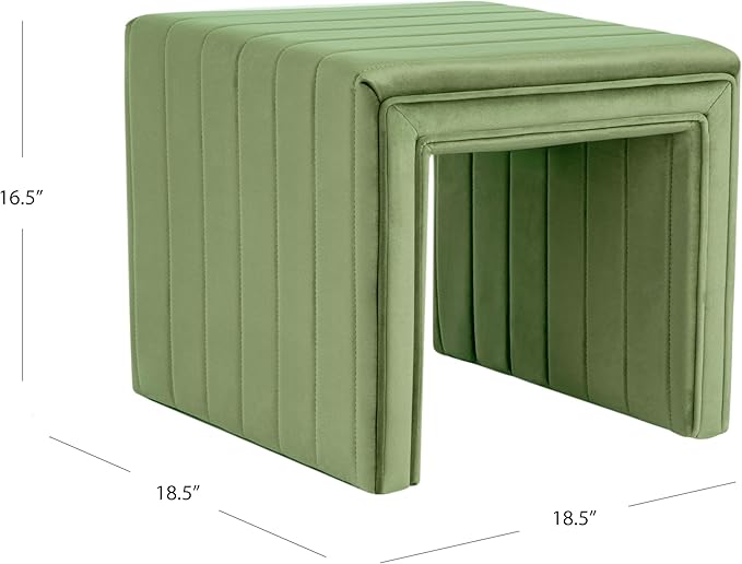 HomePop Modern Channel Tufted Velvet Ottoman Home Décor|Ottoman - Image 3