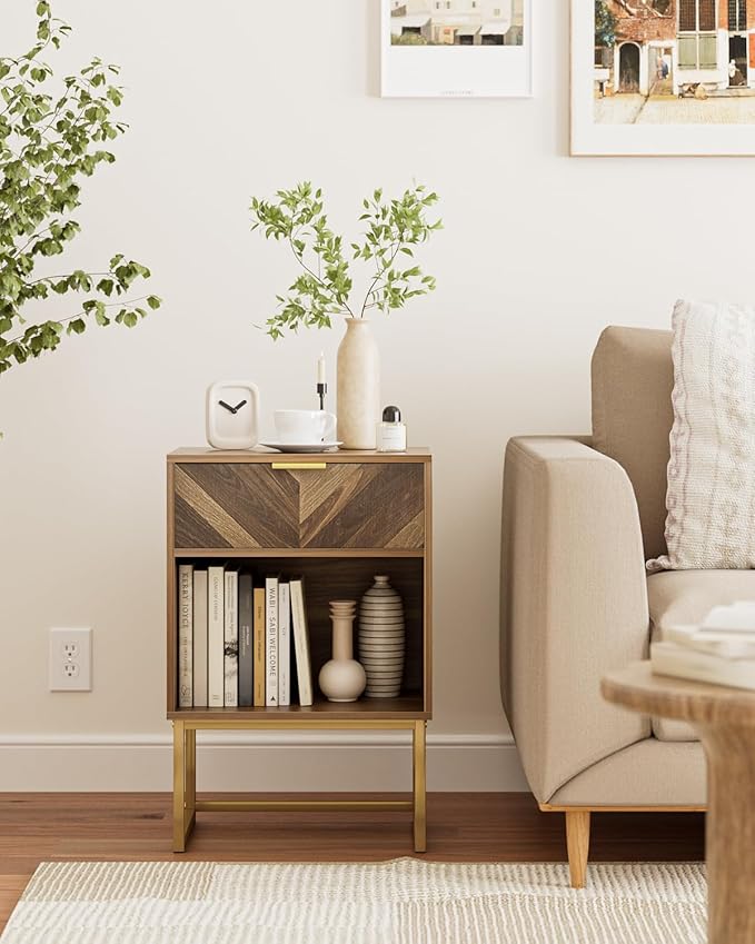 Nightstand, Boho Night Stand Wood Farmhouse Bedside Table - Image 4