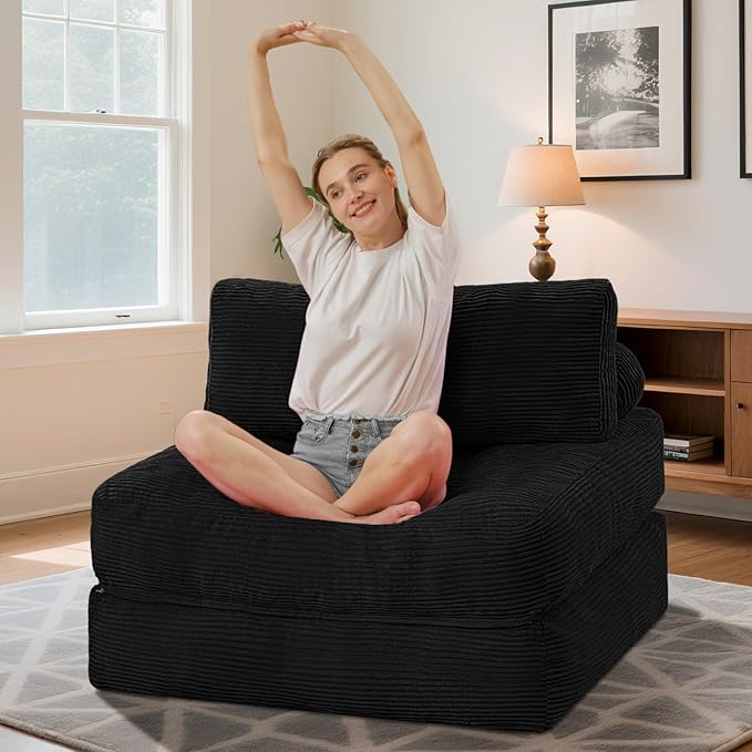 HABUTWAY Folding Sofa Bed, Convertible Sleeper Chair Bed w/Dual-Pillow & Handle - Image 3