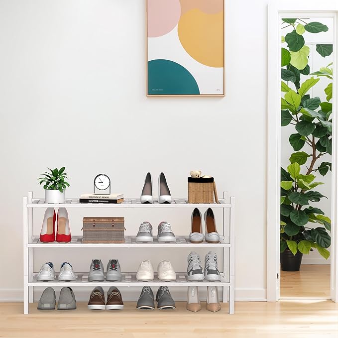 Haddockway Long 3 Tier Bamboo Shoe Rack Storage Organizer, Small Space - Image 2