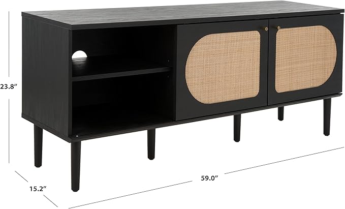 SAFAVIEH Claude TV Stand for up to 65" Flatscreen – Black, 2 Sliding Doors - Image 2
