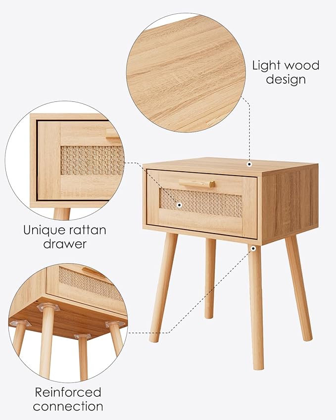 Rattan Nightstand, Small Night Stand, Side Table - Image 8