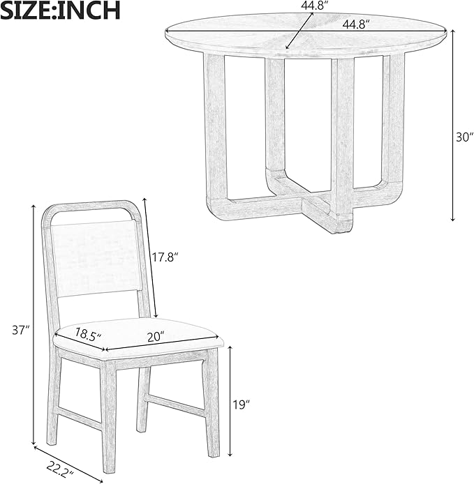 Merax 5-Piece Retro Dining Set, Round Table Top - Image 3