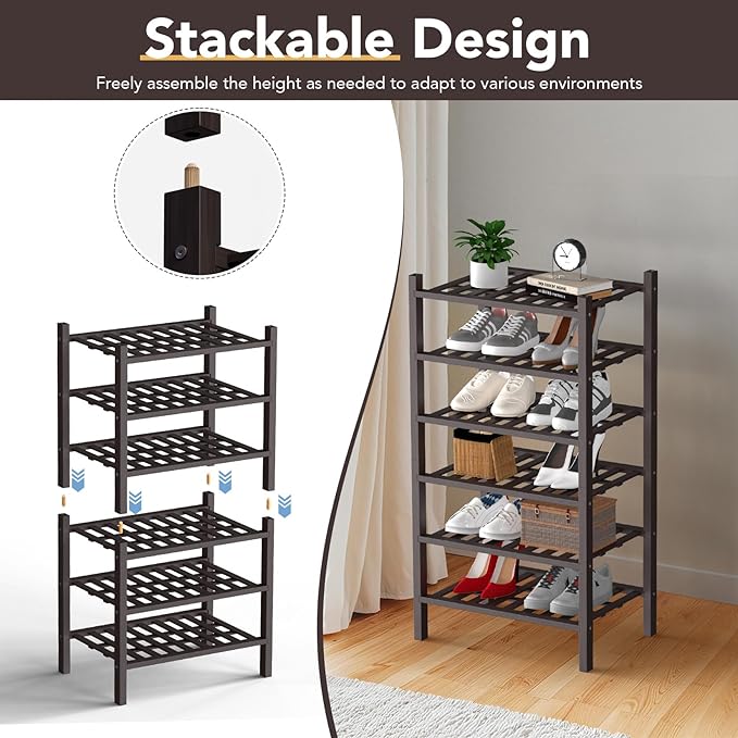 Haddockway small 3 Tier Bamboo Shoe Rack Storage Organizer, Small Space - Image 6