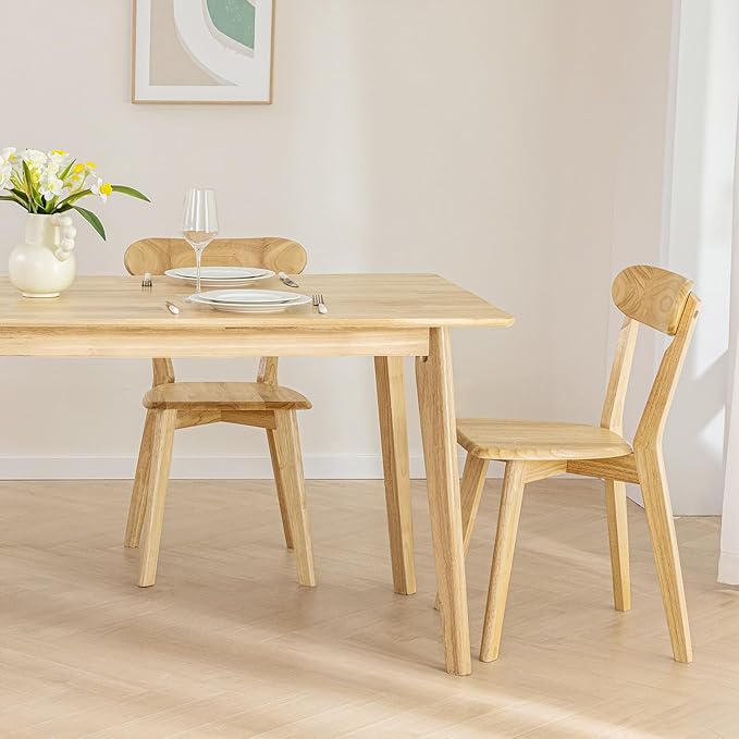 DELAVIN Soild Wood Dining Chairs Set of 2, Oak Wood Kitchen Chairs, Mid Century - Image 9