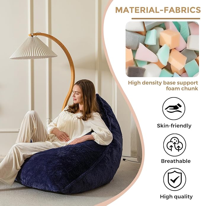 BYBYME Bean Bag Chairs Sherpa Lazy Sofa, Giant Beanbag Chairs - Image 5