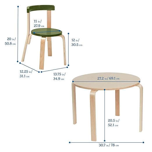 ECR4Kids Bentwood Round Table and Curved Back Chair Set, Kids Furniture - Image 2