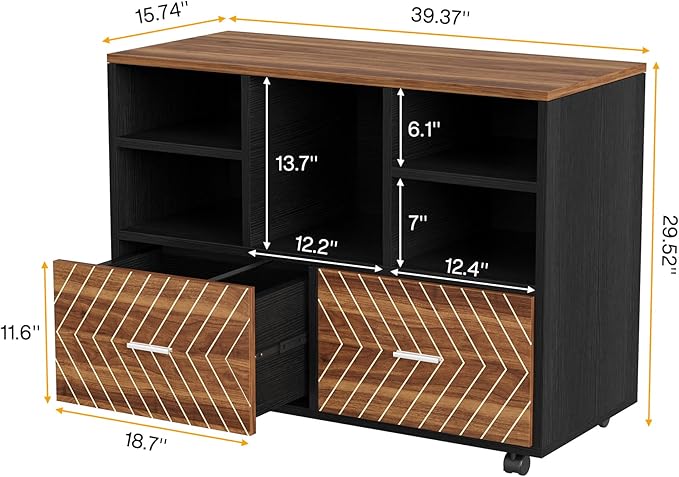 Tribesigns 2-Drawer Wood File Cabinet, Mobile Lateral Filing Cabinet - Image 2