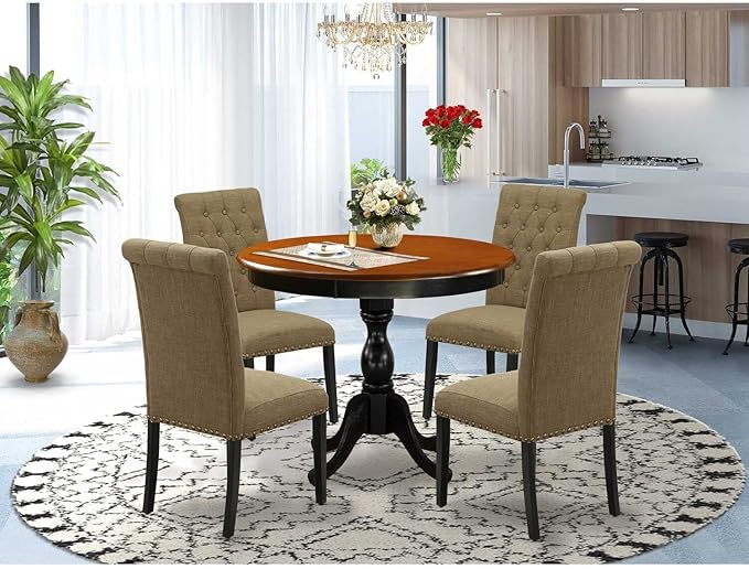 East West Furniture AMBA5-BCH-05 5 Piece Modern Dining Table Set Includes a - Image 5