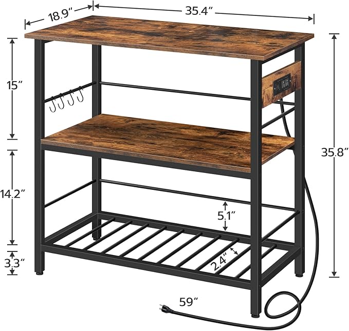 HOOBRO Kitchen Island with Storage, Kitchen Island Table with Power Outlet - Image 3