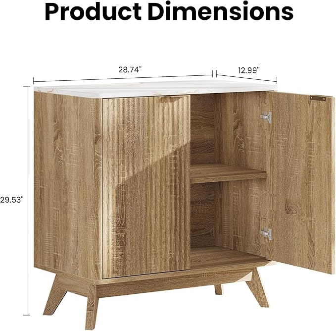 Buffet Cabinet with Storage, Fluted Multifunctional Storage Cabinet with 2 Doors - Image 2