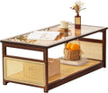 Tiita Coffee Tables for Living Room，Mid Century Modern Storage 2-Tier Coffee by TiitaHome