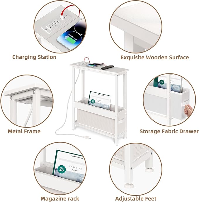 Slim Charging End Table with Storage - Image 3