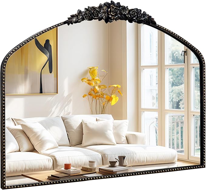 Black Brushed Gold Antique Mirror, Traditional Vintage Mirror by CASOLLY