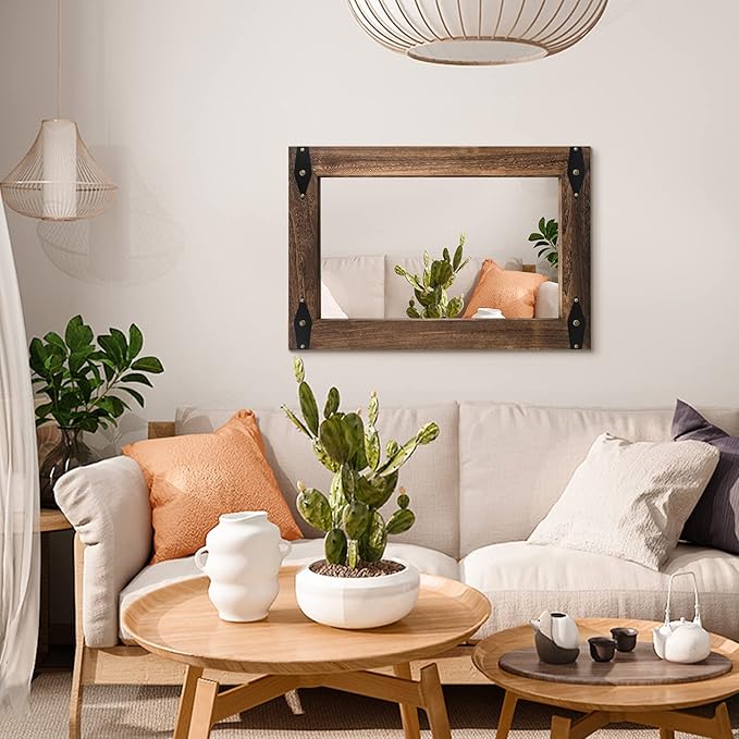 Farmhouse Rustic Mirror Wood Framed - Image 6