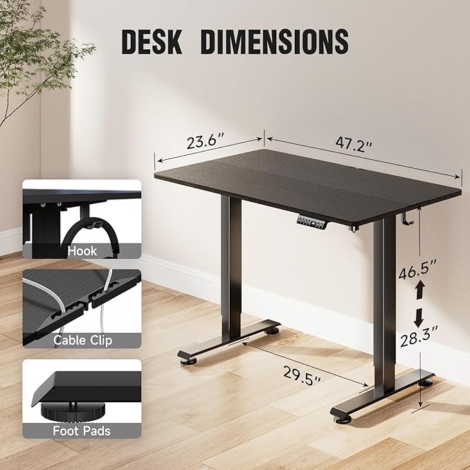 Veken Standing Desk Electric 47.2 Inch, Height Adjustable Sit Stand Up - Image 2