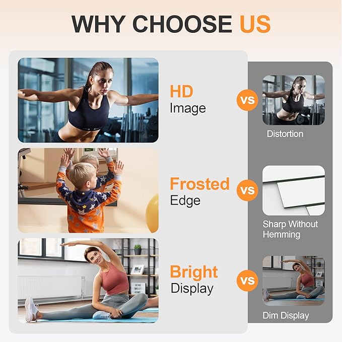 Hasipu 3Pcs 48''x24'' Home Gym Mirror Large Full Length Wall Mounted Full Body - Image 6