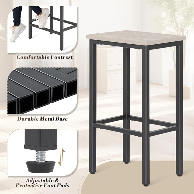 Athena Collection Bar Stools Set of 2, 26 Inches Counter Height Bar Stools - Image 6