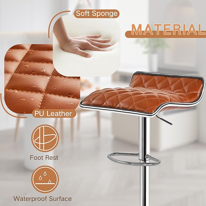 VECELO Bar Stools Set of 4, Adjustable Bar Stools, Bar Height Stools - Image 4