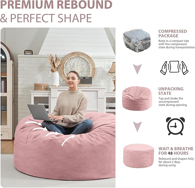 3FT Bean Bag Chair, Comfy Bean Bag Chairs - Image 6