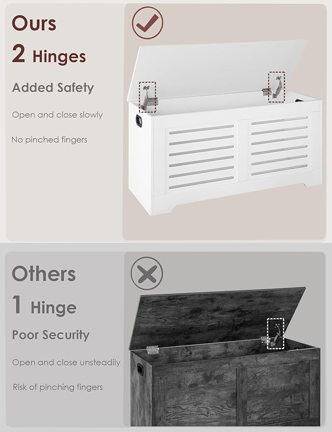 DINZI LVJ Storage Chest, 43.3” Wooden Toy Box - Image 2