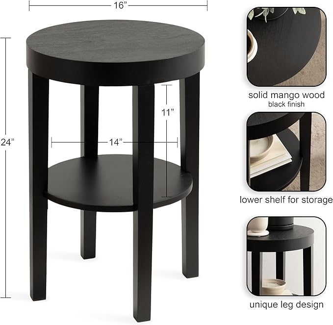 Kate and Laurel Talcott Modern Round Wood Side Table, Natural Wood, - Image 3