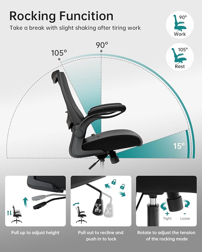 Office Chair, PU Leather Ergonomic Desk Chair - Image 5