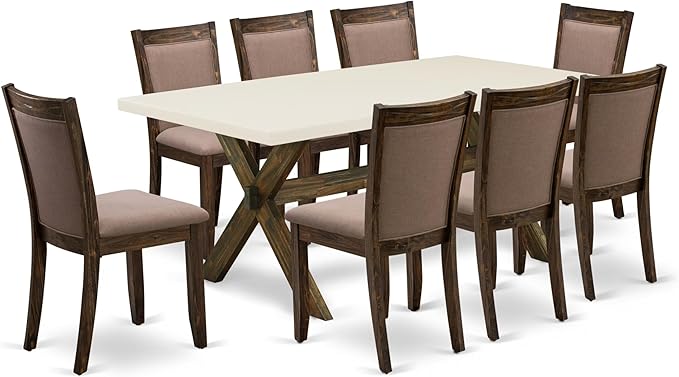 East West Furniture X727MZ748-9 9 Piece Dining Table Set Includes a Rectangle by EastWestFurniture