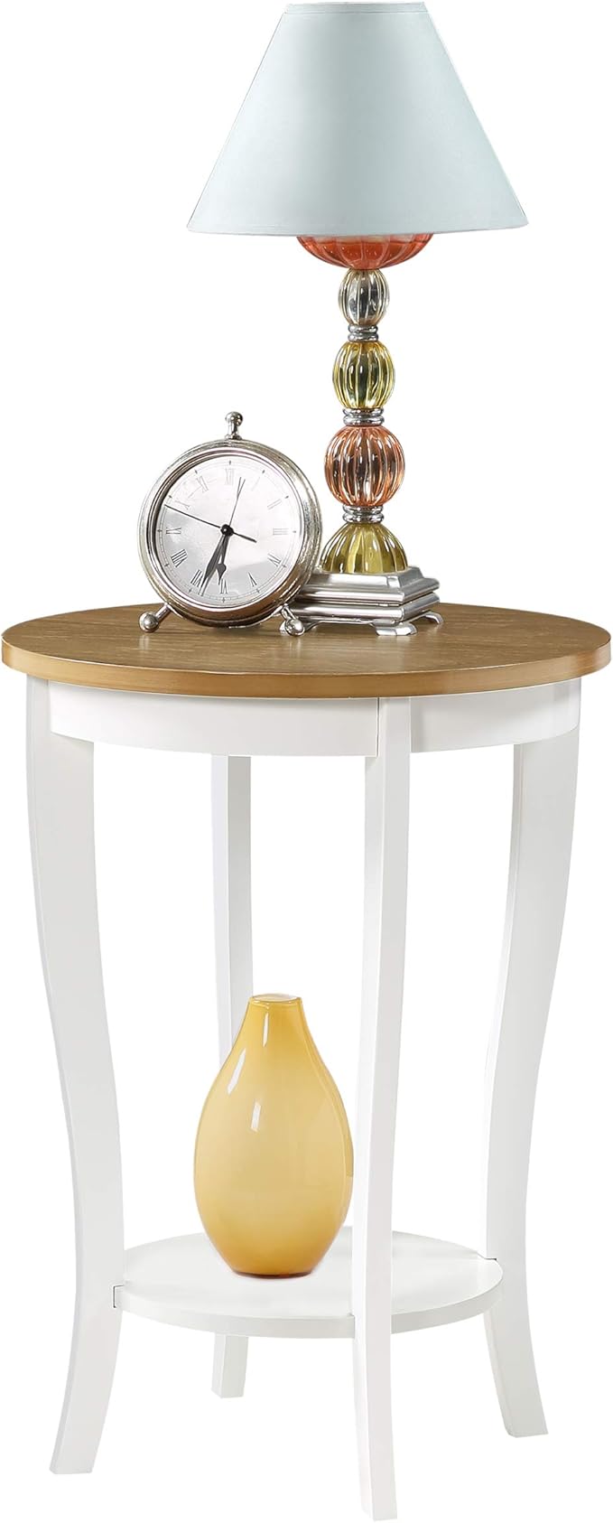 Convenience Concepts American Heritage Round End Table, Driftwood / White - Image 4