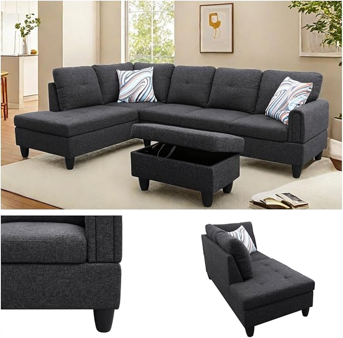 NAYSAYE Sectional Couch with Ottoman Storage, L Shaped Couch Sofa Furniture Sets - Image 6