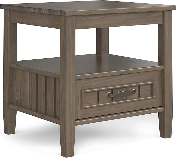SIMPLIHOME Lev SOLID WOOD 20 Inch Wide Rectangle Transitional End Table by SimpliHome