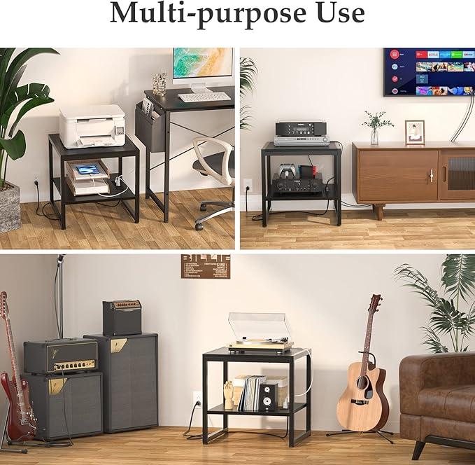 Homieasy End Table with Charging Station, 20 Inch Mini Fridge Stand with 2-Tier - Image 9