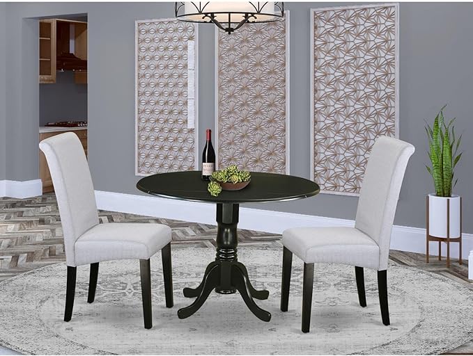 East West Furniture DLBA3-BLK-05 3 Piece Kitchen Table & Chairs Set Contains a - Image 6