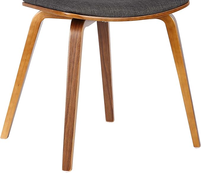 Armen Living Jaguar Mid-Century Dining Chair in Walnut Wood and Charcoal Fabric - Image 7