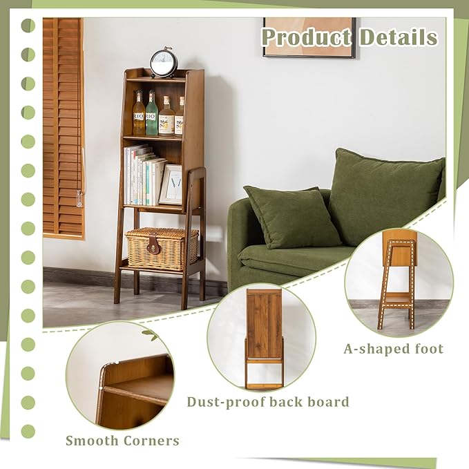 3 Tier Bamboo Bookcase, Classical Modern Bookshelf, Dispaly Shelves, Bamboo - Image 5