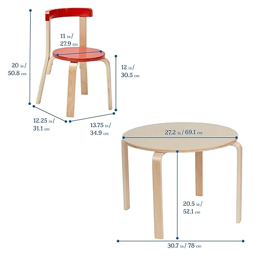 ECR4Kids Bentwood Table and Curved Back Chair Set, Kids Furniture - Image 2