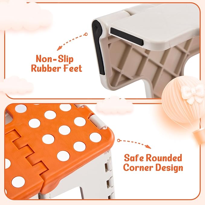 ACSTEP 9 Inch Folding Step Stool 300 LB Capacity Plastic Foldable Step Stools - Image 6