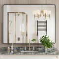 Black Bathroom Mirror 48X36 Inch, Rounded Rectangle Matte Bathroom Vanity Mirror by JISOSO