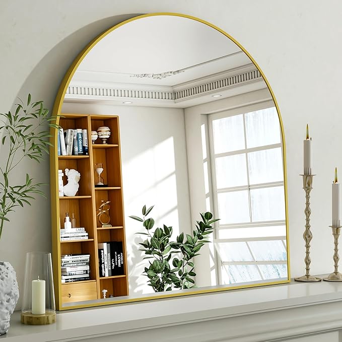 Arched Bathroom Mirror, 32x34 Inch by EASLY